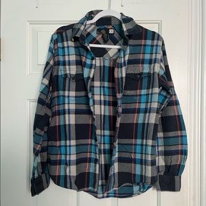 Blue and orange flannel